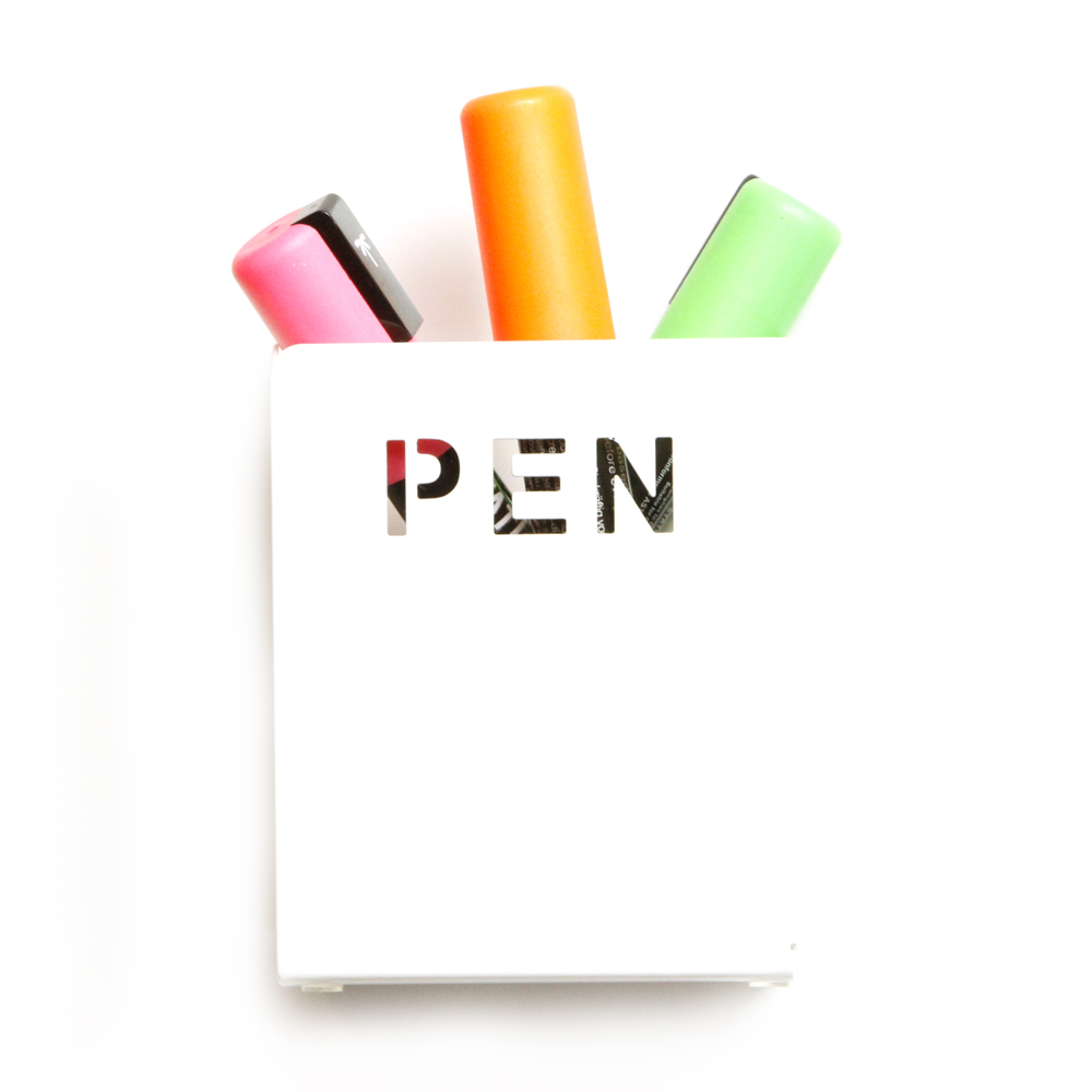 Magneetbakje pen wit metaal