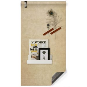 Magnetisch designbehang - luxe leer beige