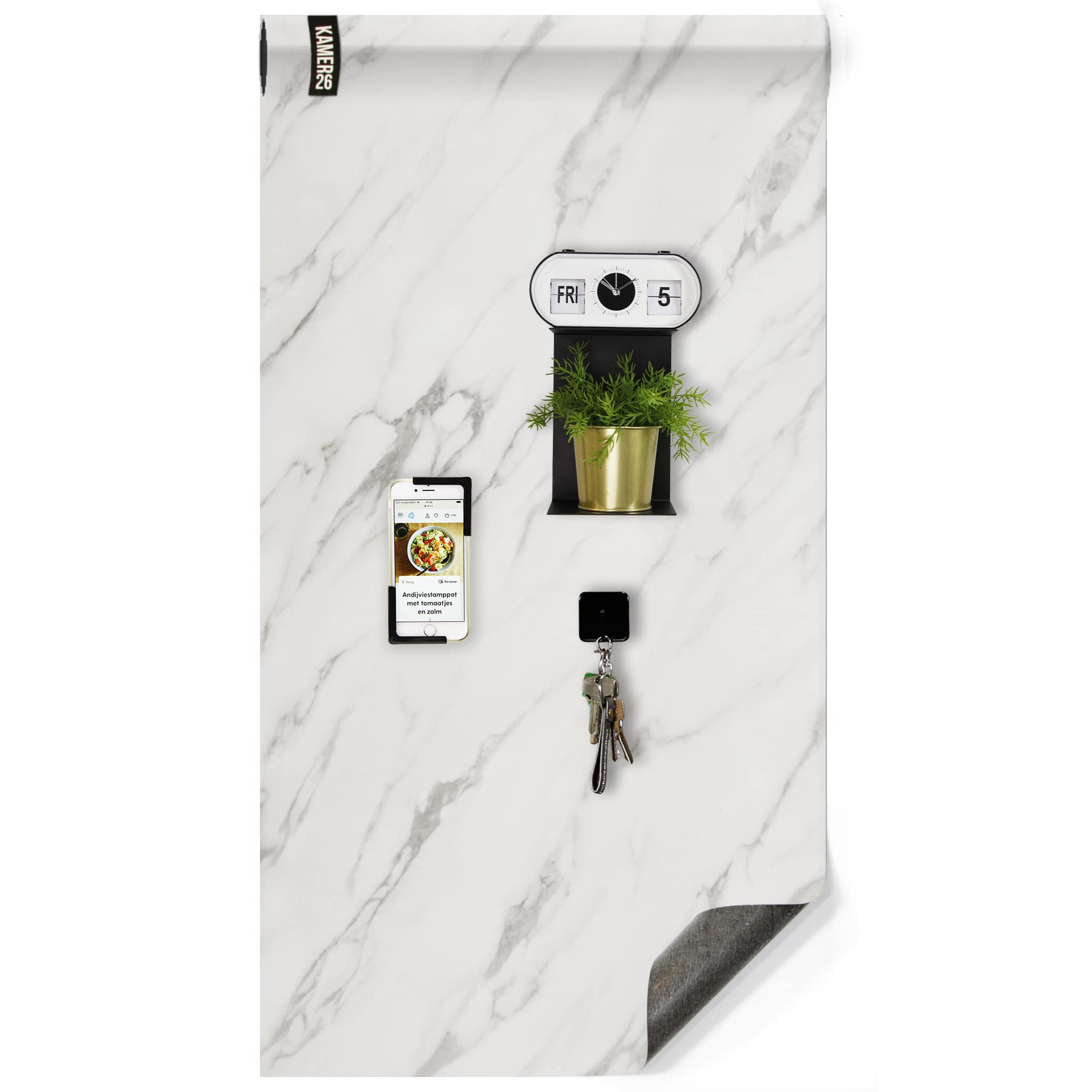 Magnetisch designbehang- luxe marmer wit