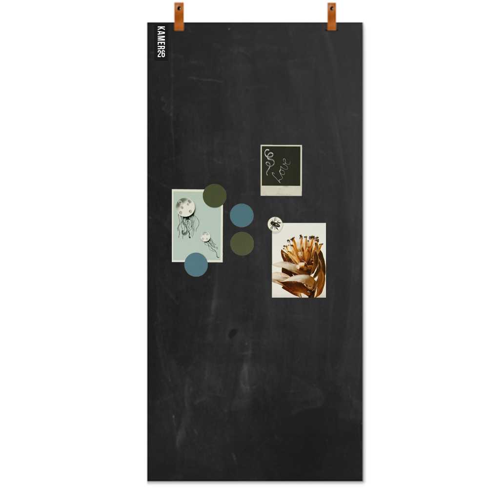 Magnetisch krijtbord - oud zwart leren straps