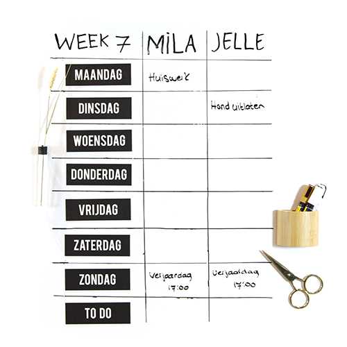 Magneten weekdagen zwart (8) - Afbeelding 2