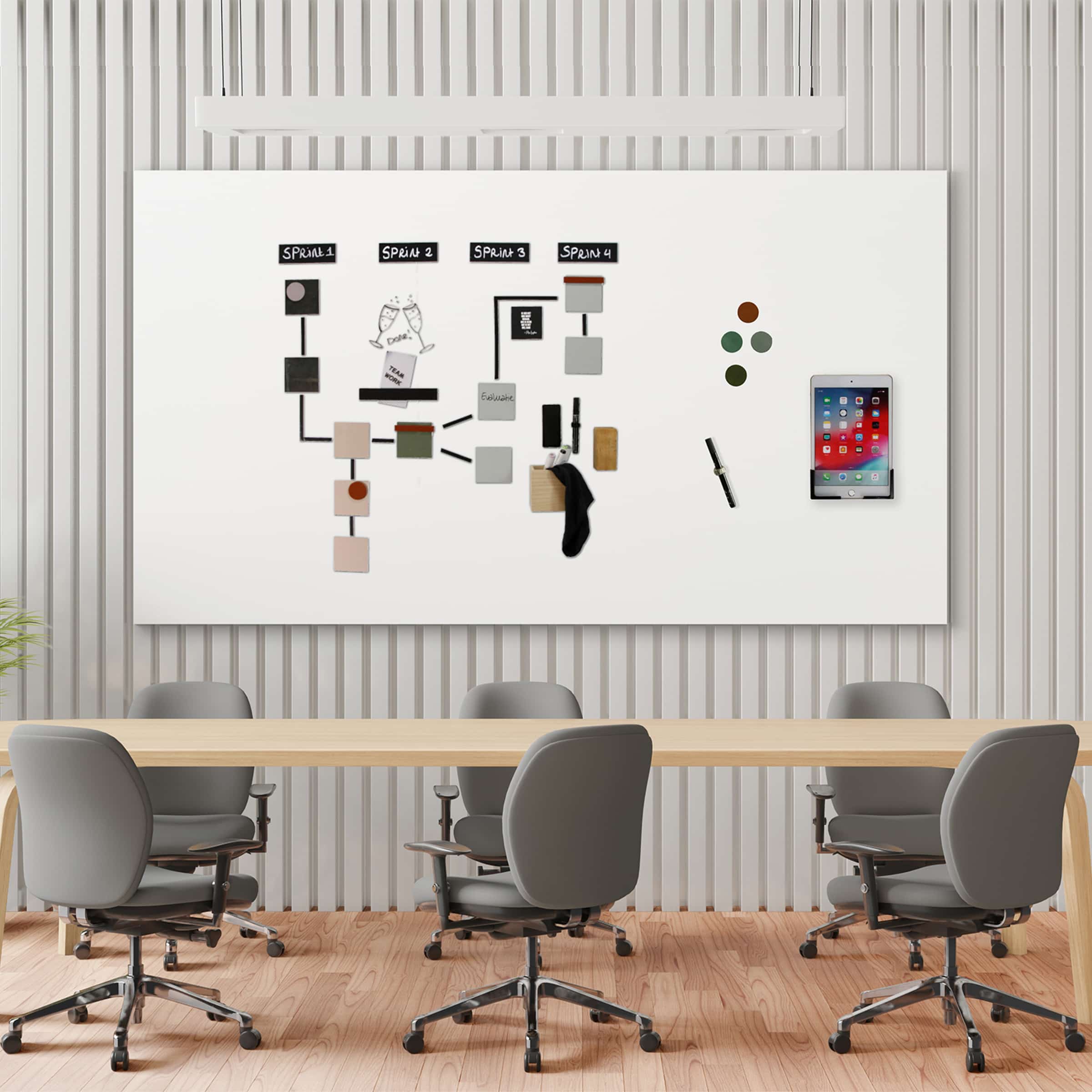 Magnetische whiteboardwand wit Large - 3 bordpanelen - Afbeelding 5