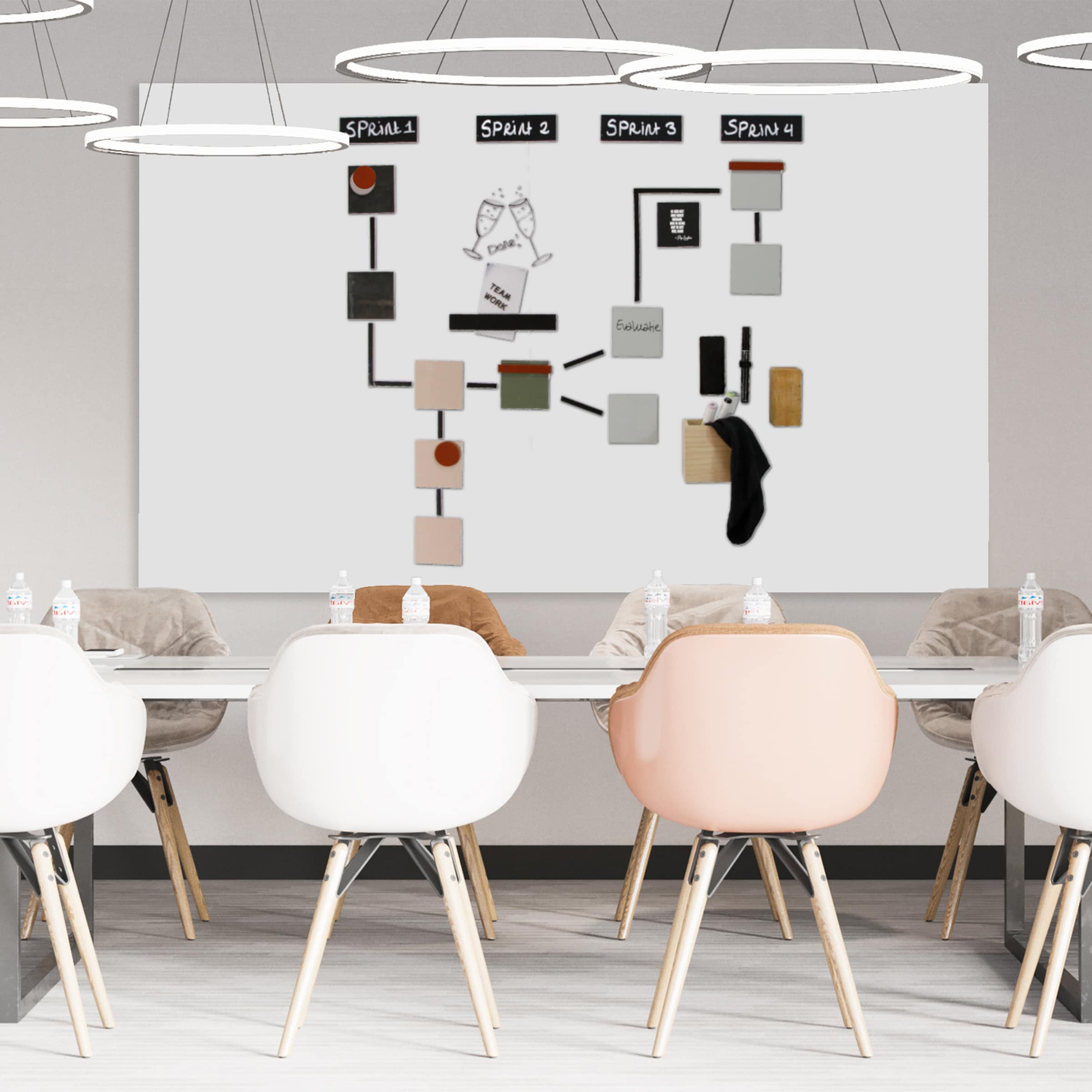 Magnetische whiteboardwand wit Extra Large - 4 bordpanelen - Afbeelding 5