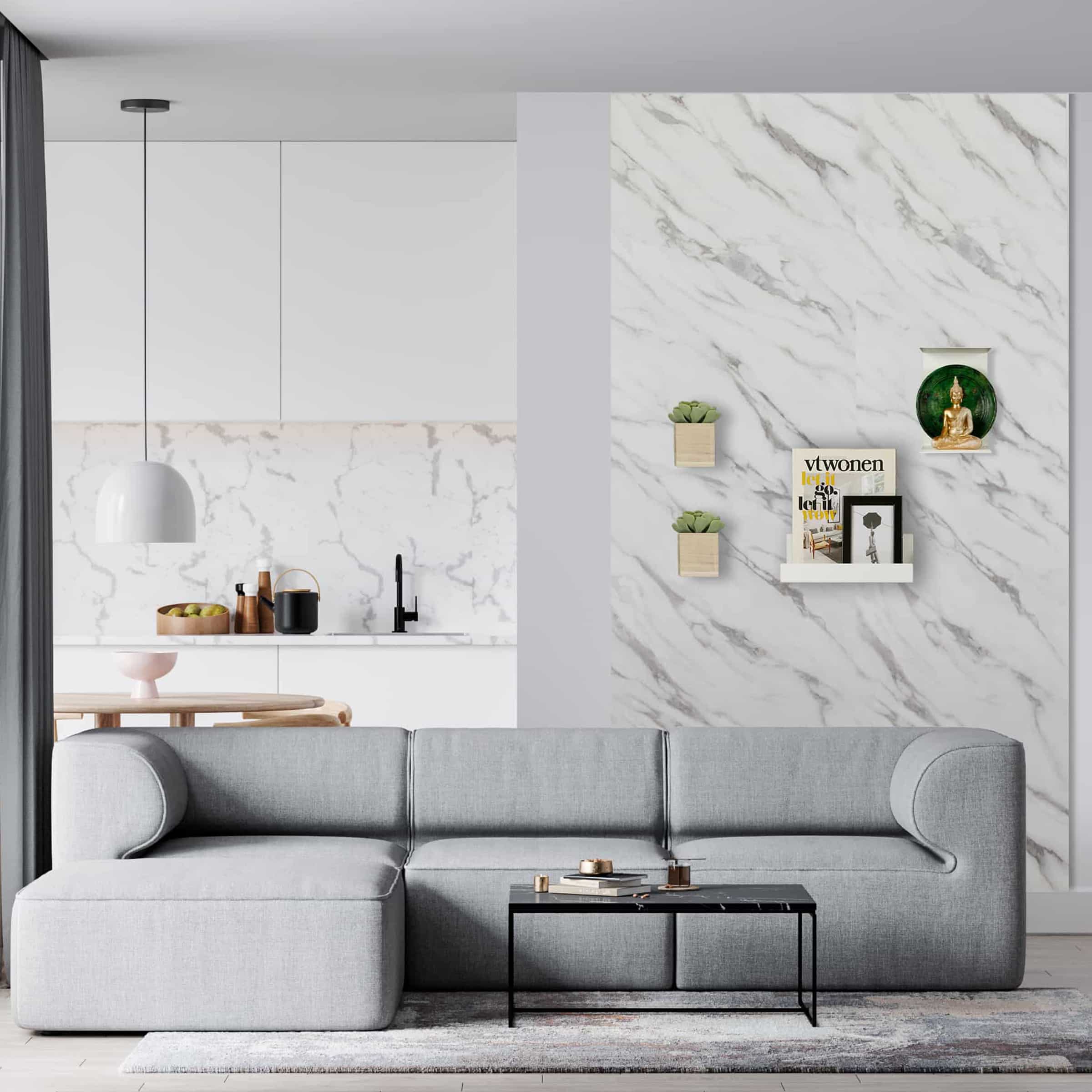 Magnetisch designbehang- luxe marmer wit - Afbeelding 2