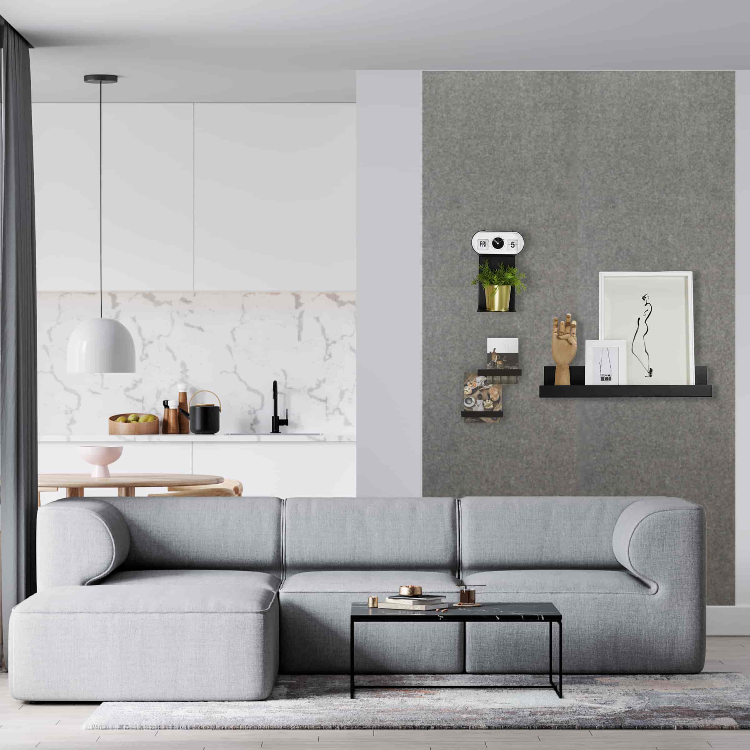 Magnetisch designbehang - luxe vilt grijs - Afbeelding 2