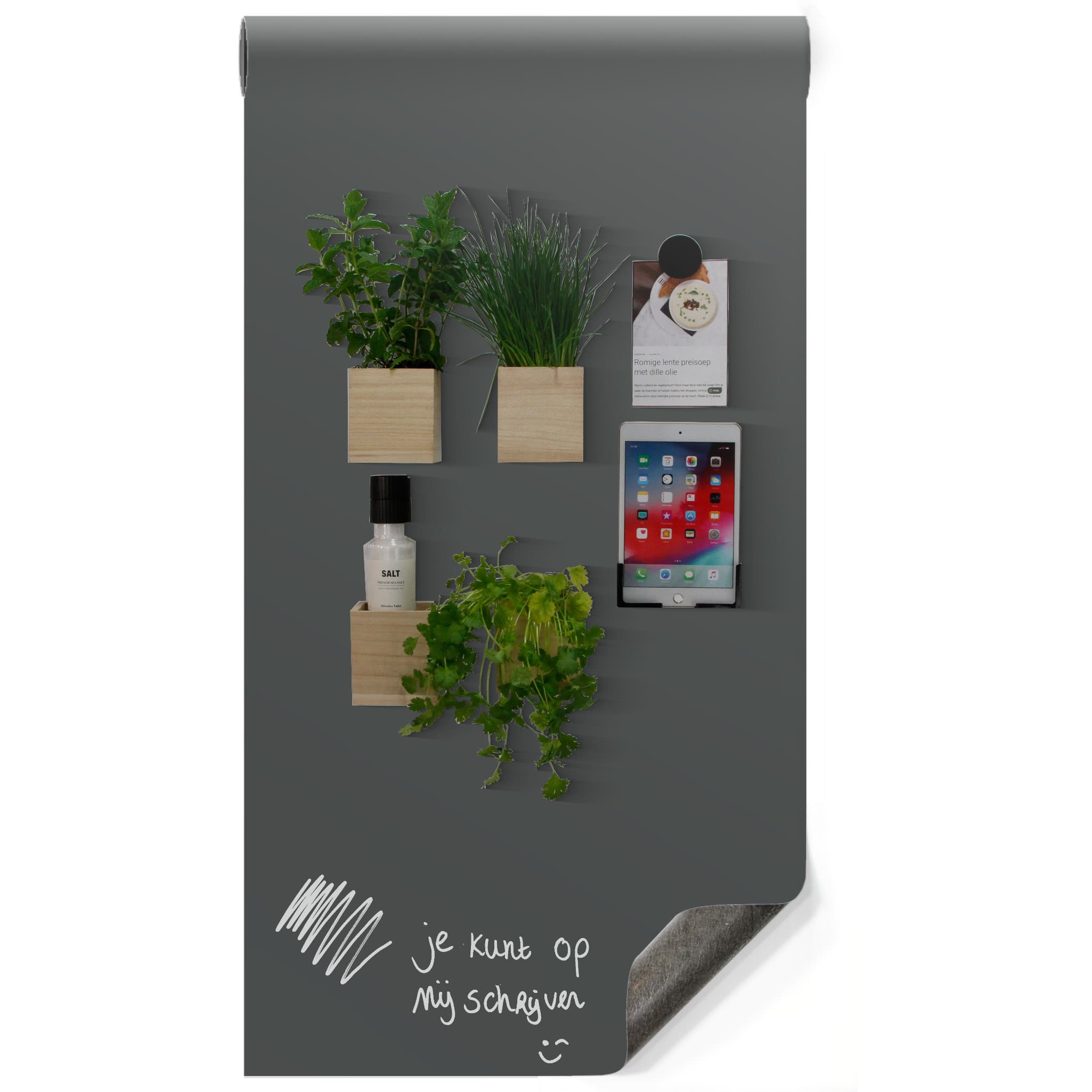 Magnetisch krijtbehang - luxe donkergrijs - Afbeelding 3