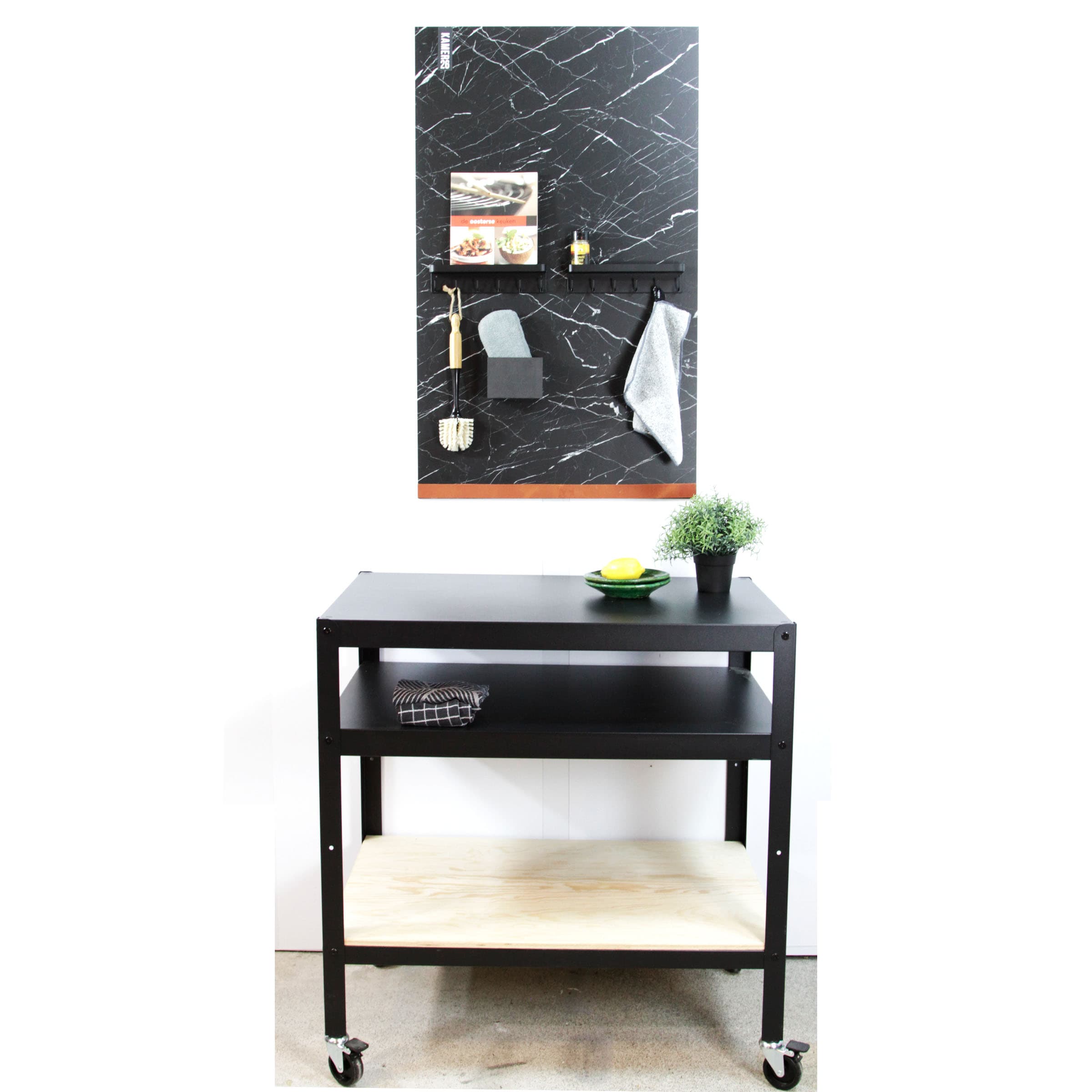 Combinatiedeal - magneetbord marmer zwart met sleutelhouder - Afbeelding 3