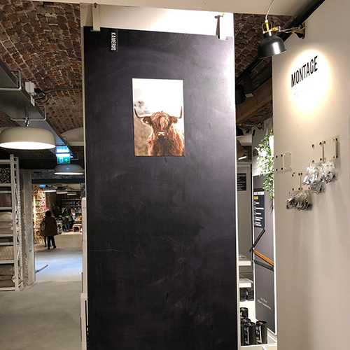 Magnetisch krijtbord - zwart leren straps - Afbeelding 2