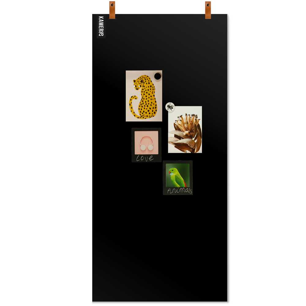 Magnetisch krijtbord - zwart leren straps
