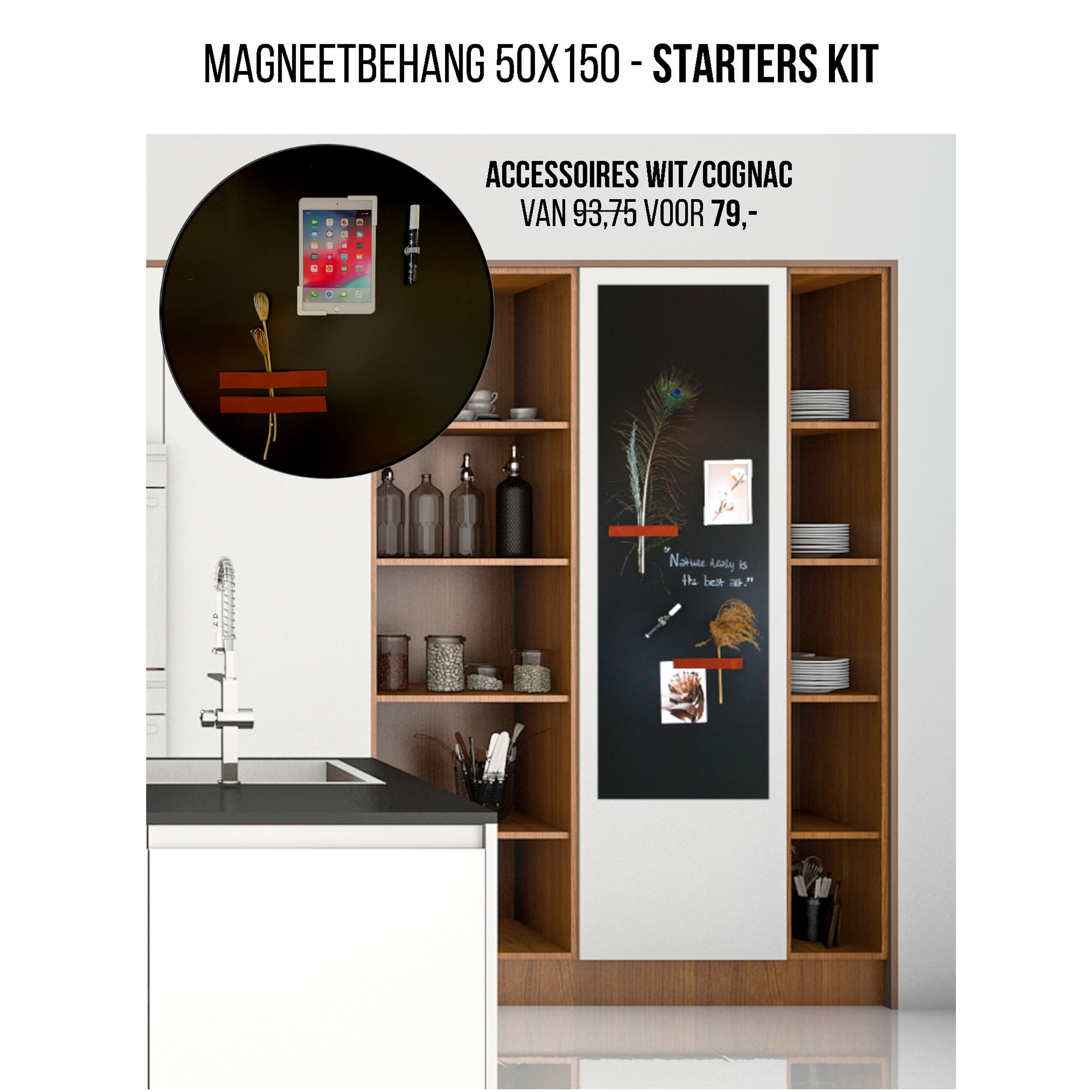 Starters kit - magneetbehang zwart met accessoires - Afbeelding 3