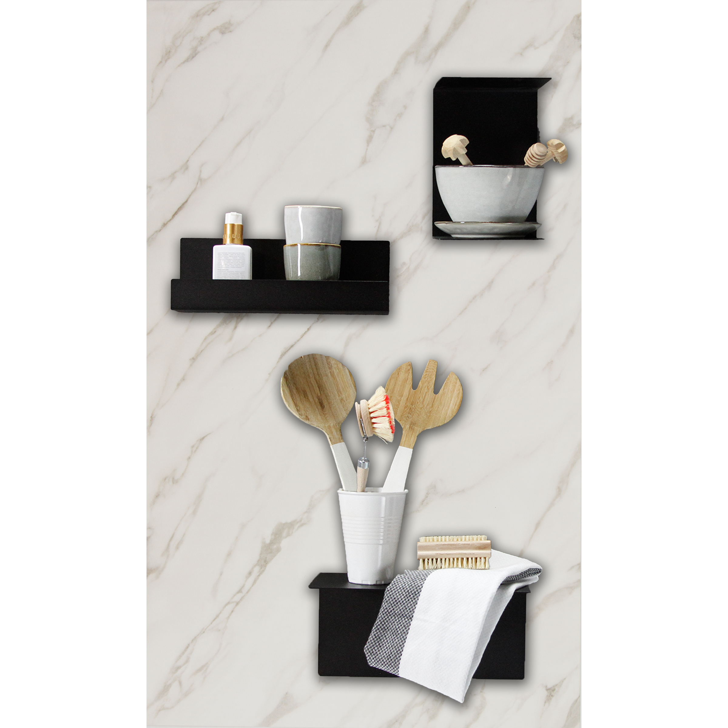Magnetische U-wandplank zwart - Afbeelding 3